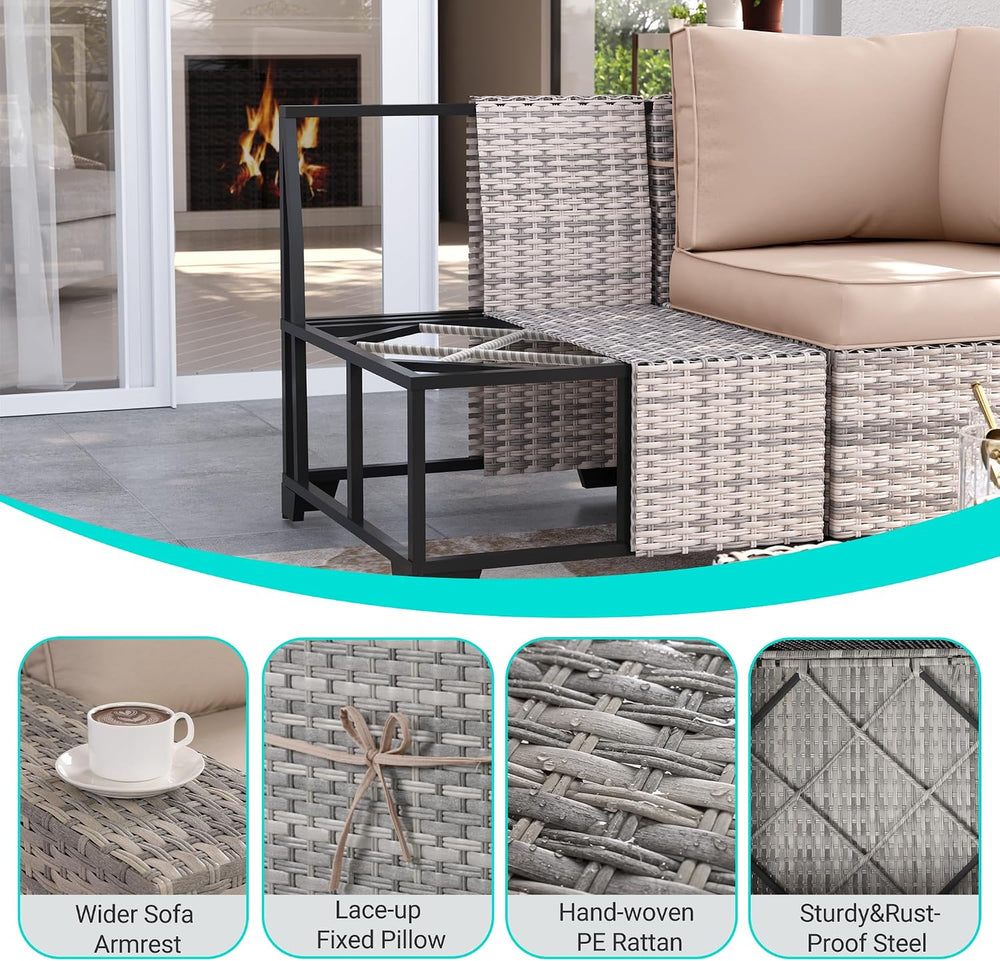 Outdoor Patio Furniture Set PE Wicker Rattan Outdoor Sectional Sofa