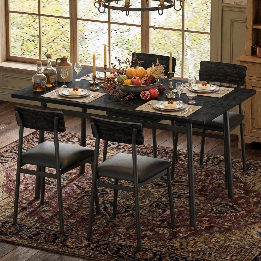 Garvee Dining Table Set for 4 with 4 Upholstered Chairs, Dining Room Table Se...