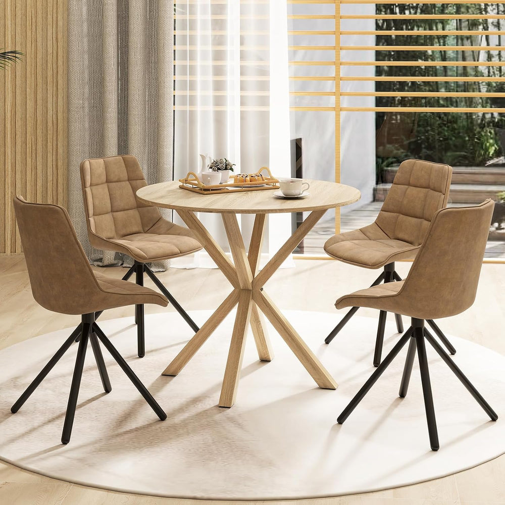 Tangkula 36" Round Dining Table, Mid-Century Modern Kitchen Table with R...