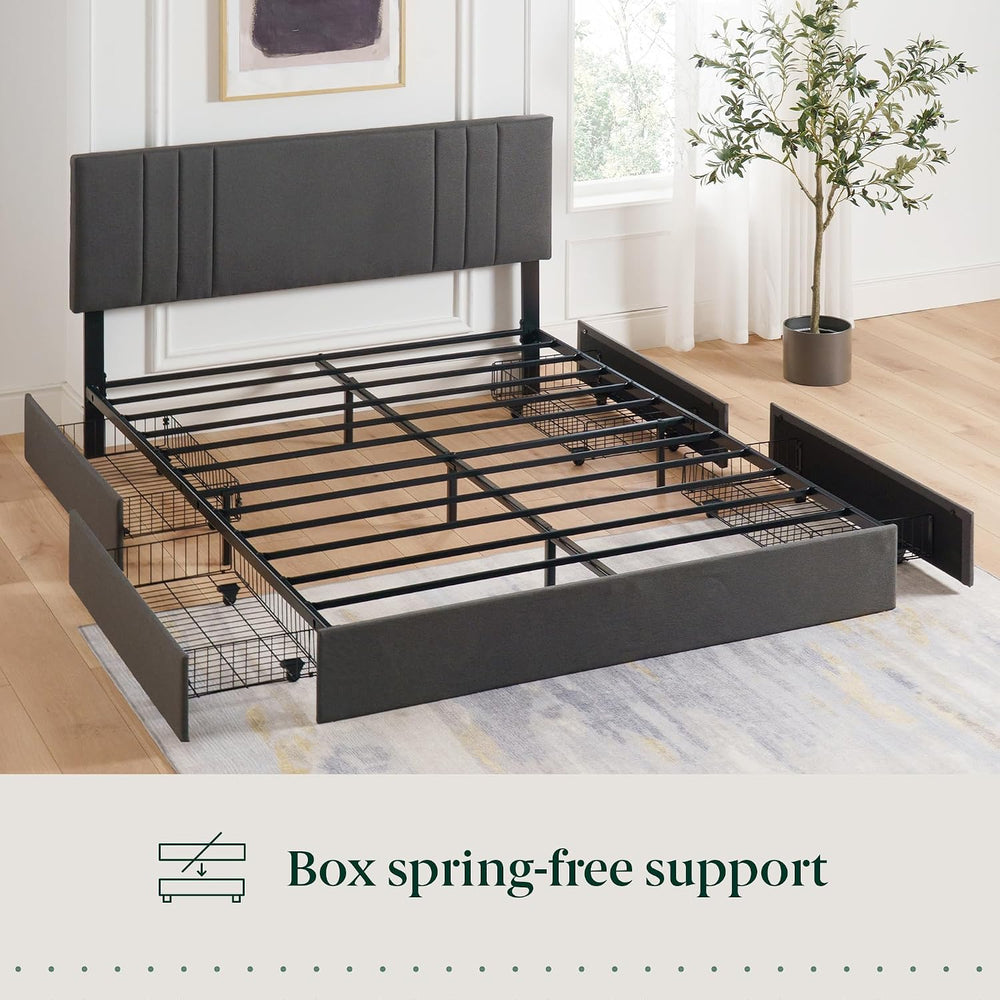 Zinus Billie Platform Bed Frame, Four Underbed Storage Drawers, Queen