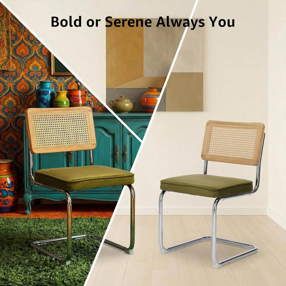 Rattan Dining Chairs Set of 4, Mid-Century Modern Dining Room Chairs with Can...