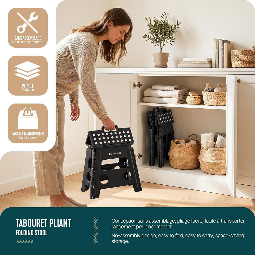 VOUNOT® Folding Step Stool, Portable Stepping Stool with Carrying Handle, Ant...
