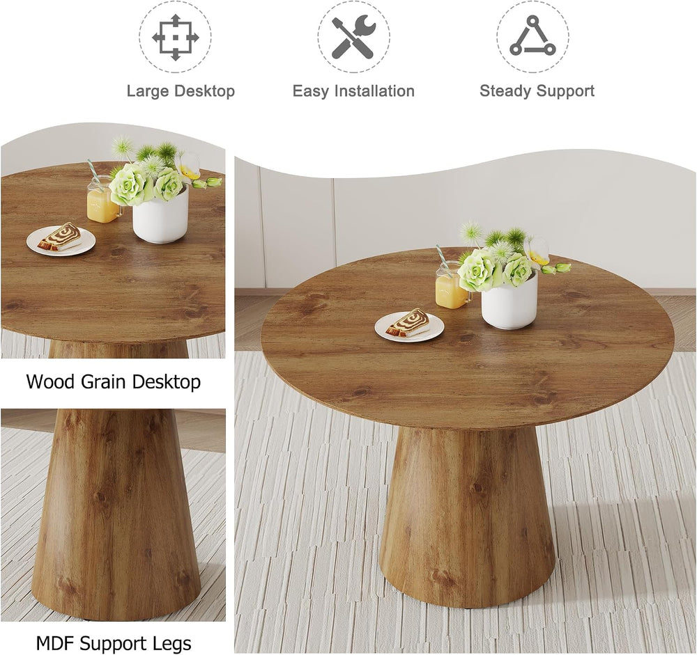Round Dining Table for 4/6, 45 Inch Dining Room Table, Small Kitchen Table wi...