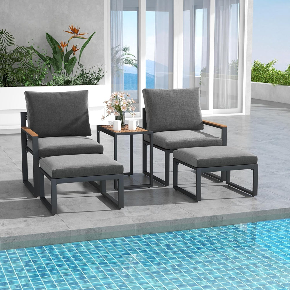 Tangkula Patio Ottoman Footrest, 220 LBS Capacity Outdoor Foot Stool with Cus...