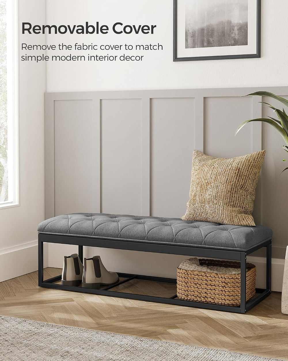 SONGMICS Storage Ottoman Bench, Foot Rest with Legs, Load up to 661.4 lb | En...