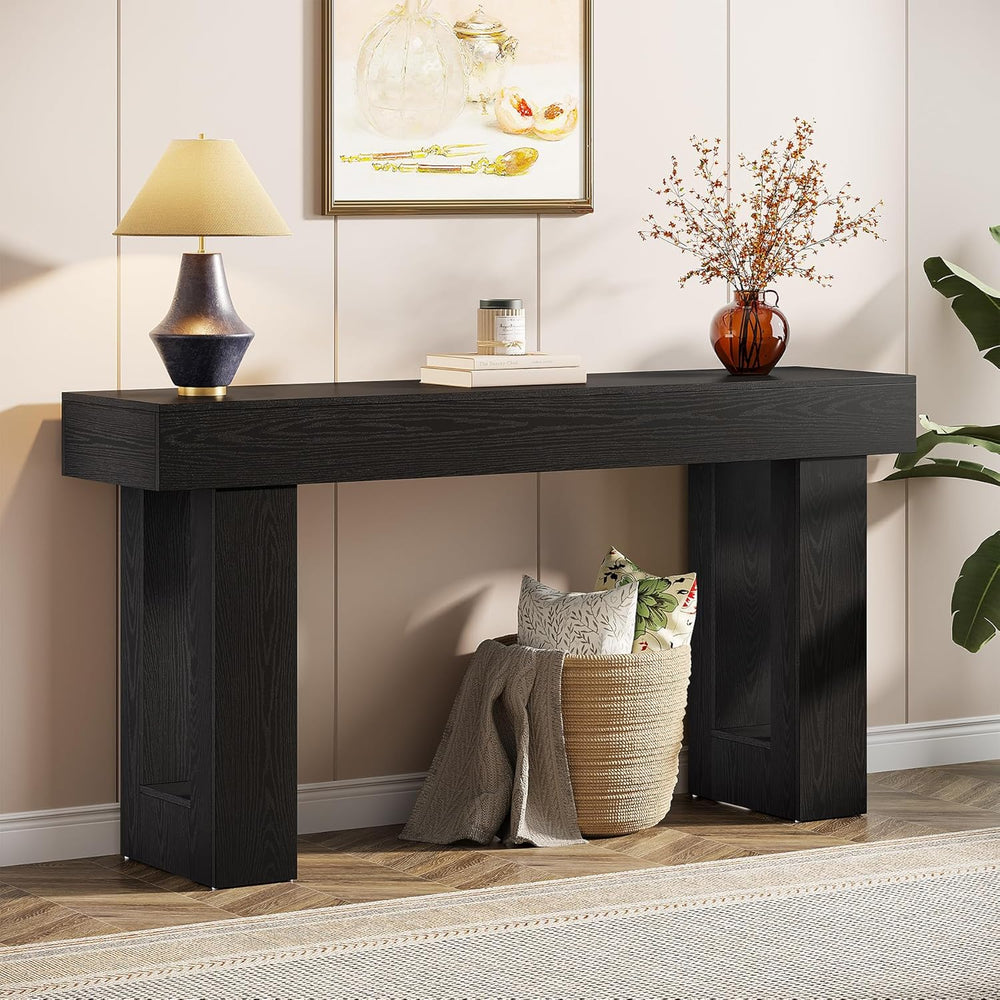 Tribesigns 63-Inch Long Console Table, Wooden Rectangular Sofa Table Behind T...