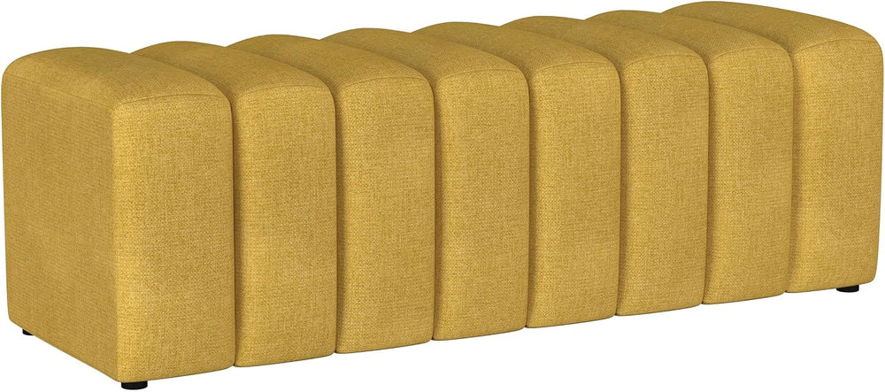 Coaster Home Furnishings Summer Fabric Upholstered Tufted Accent Bench Mustar...