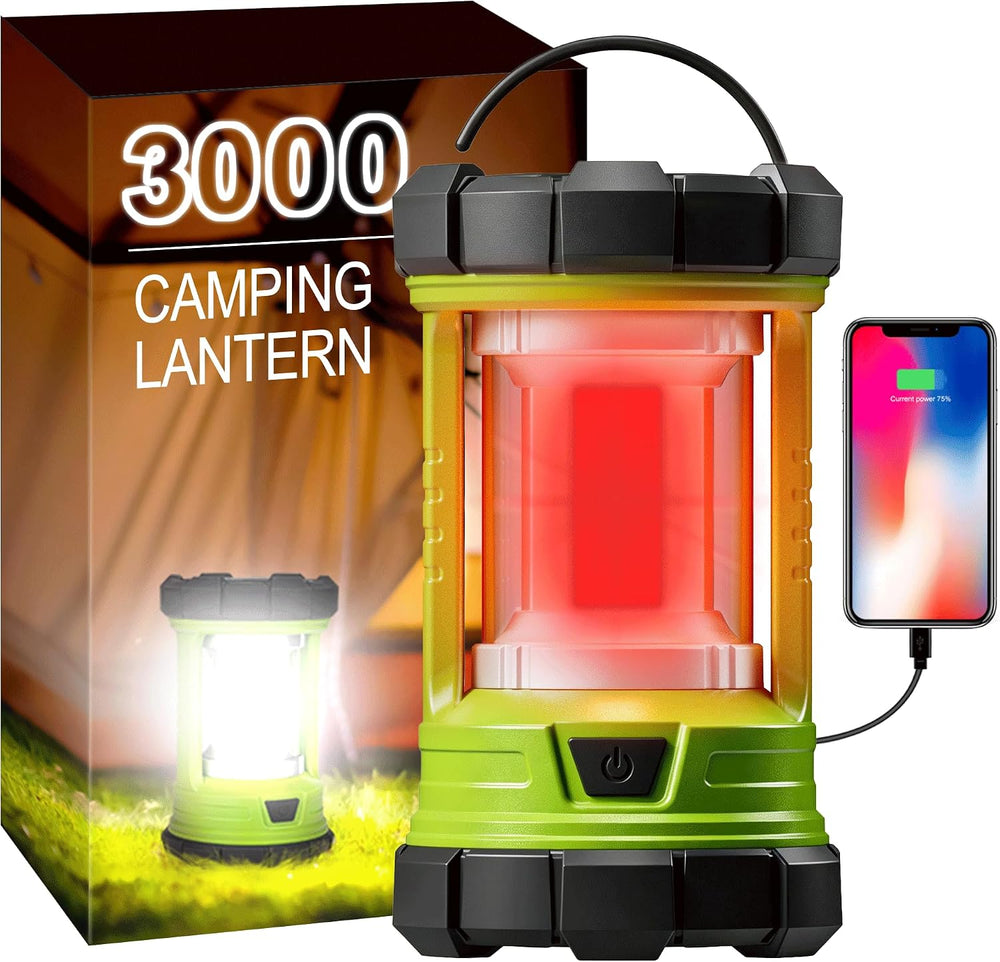 Camping Lantern, 3000LM LED Rechargeable Battery Operated Lantern, 5 Light Mo...