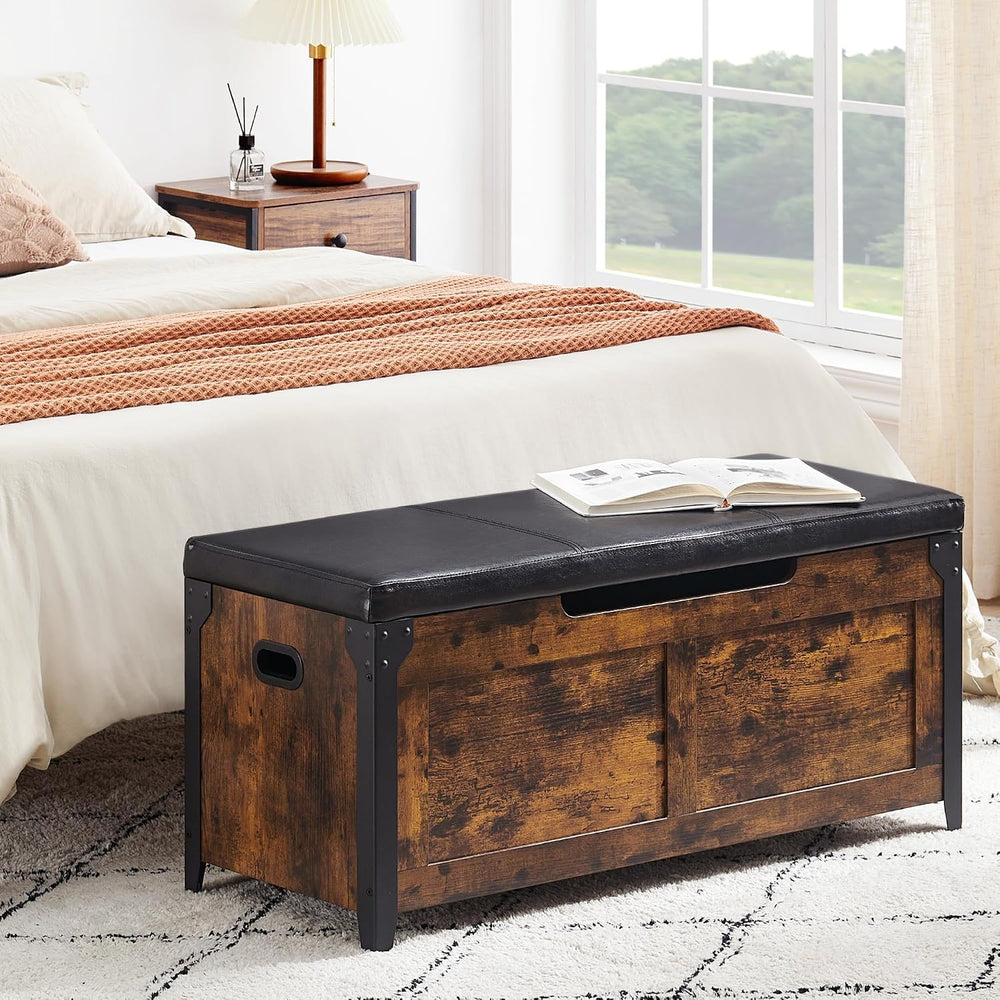 GAOMON Storage Chest, Wooden Storage Trunk with Metal Frame, Entryway Shoes B...