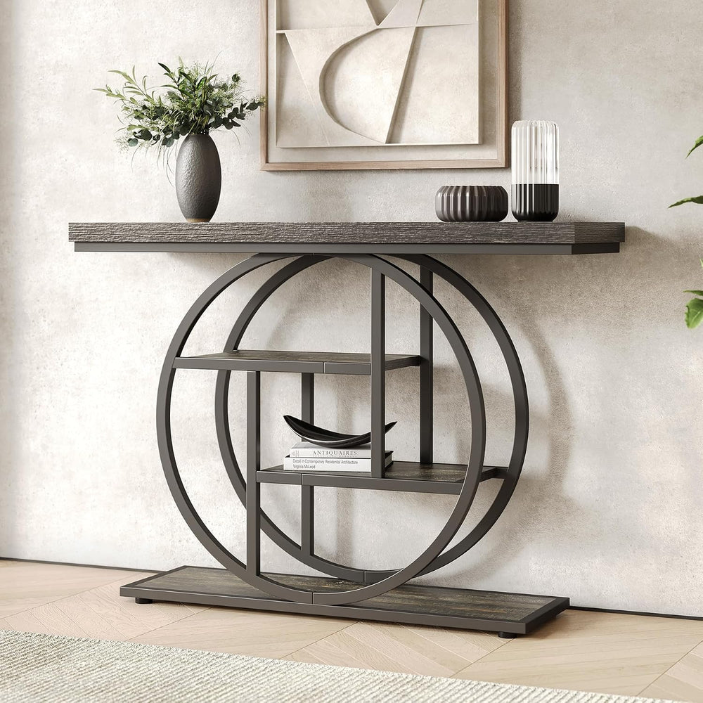 LITTLE TREE Console Table, 4-Tier Entryway Table, 41.3-Inch Industrial Sofa T...