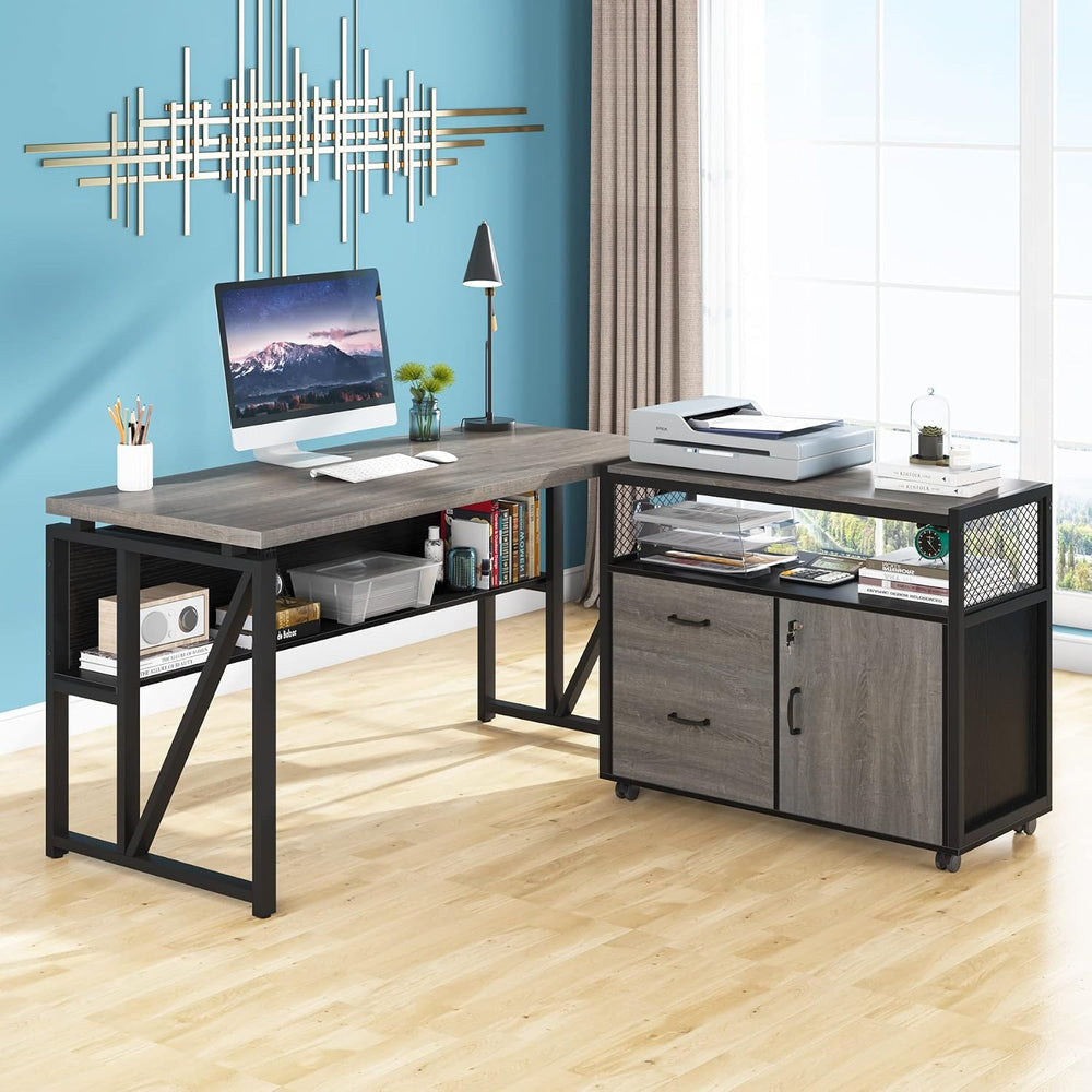 Tribesigns 55 inches Computer Desk with Bottom Storage Shelf Home Office Desk...