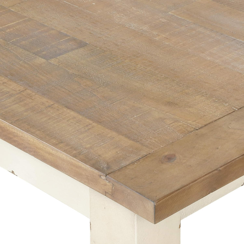 Roundhill Furniture Prato Two-Tone Distressed Oak Wood Dining Bench, Antique ...