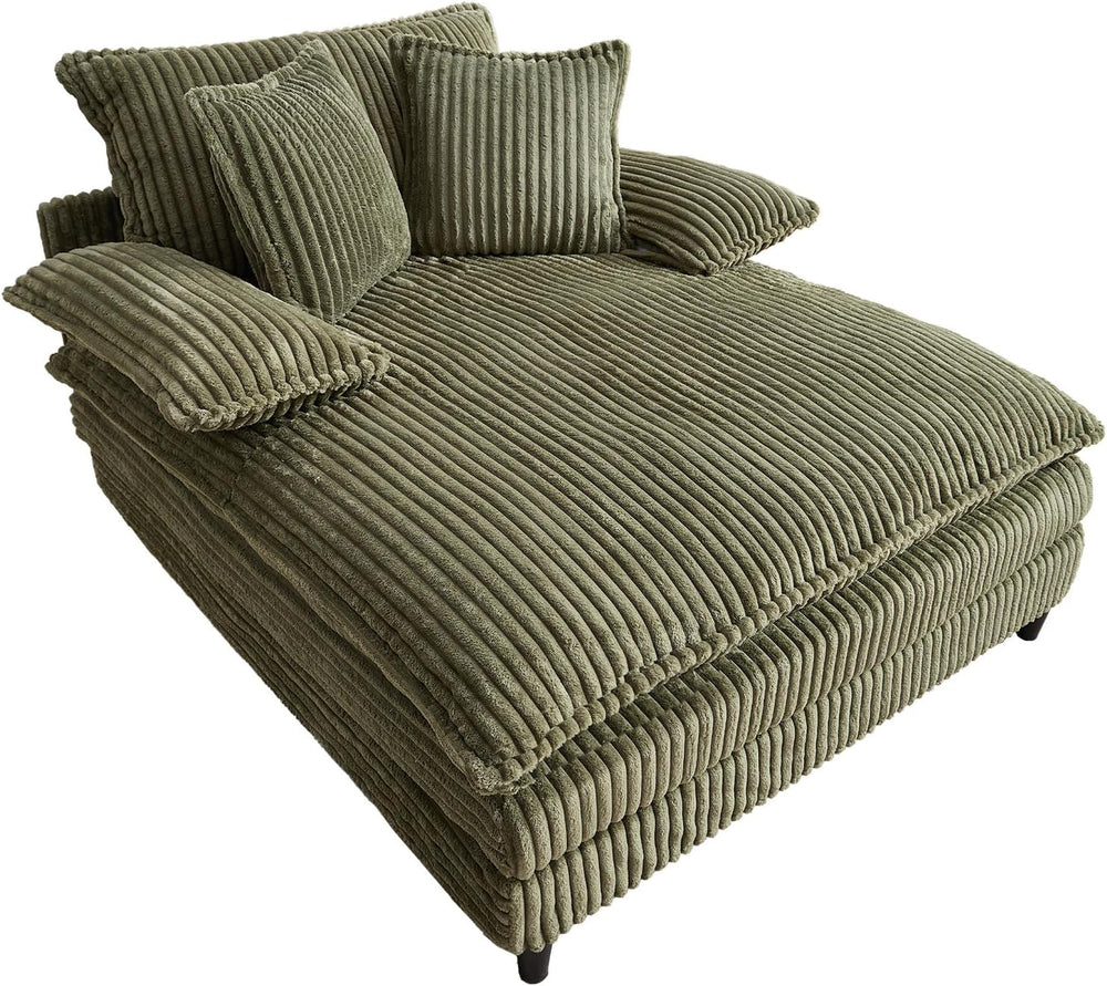 Rophefx 54" Oversized Chaise Lounge, Adjustable Corduroy Sofa Bed,Green ...