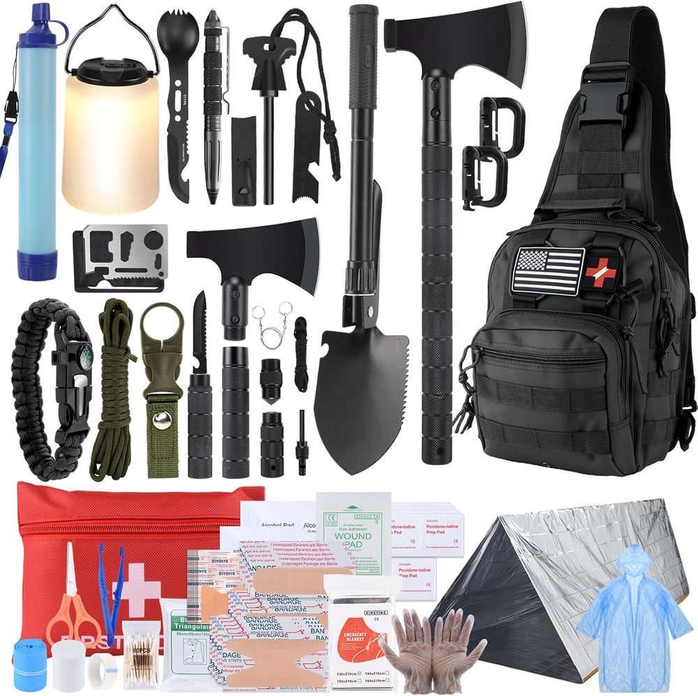 Survival Kit, 218Pcs Survival Gear and Supplies with First Aid Kit Pouch and ...