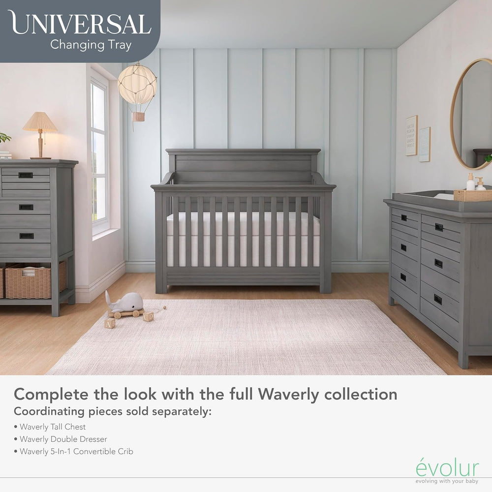 Evolur Universal Collection Changing Tray, Classy, Durable in Rustic Grey
