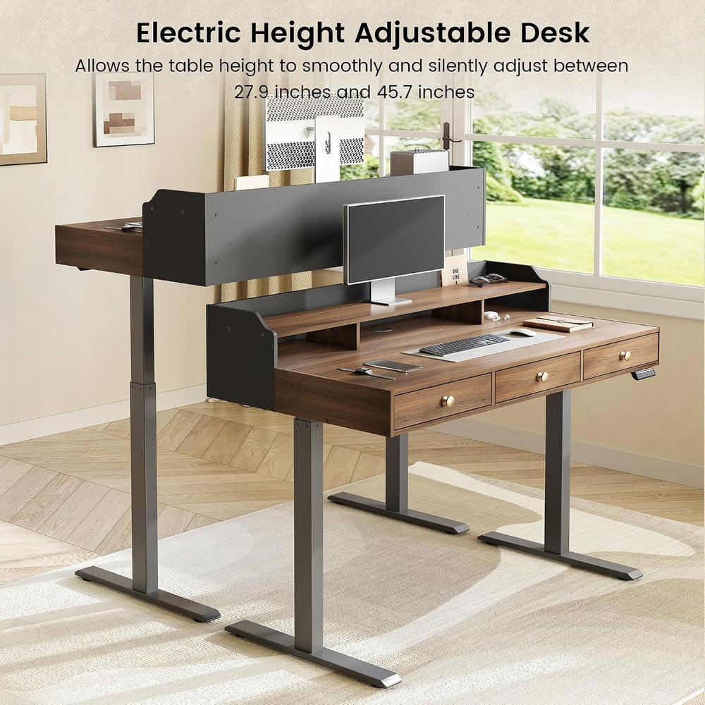 Standing Desk with 3 Drawers, 48 x 26 Inches
