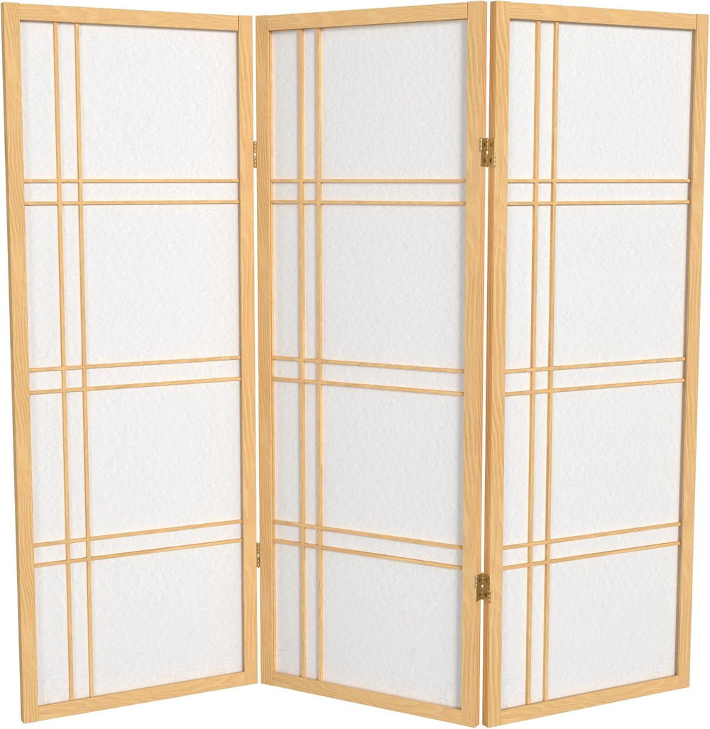 4 ft. Short Double Cross Shoji Screen - Natural - 3 Panels