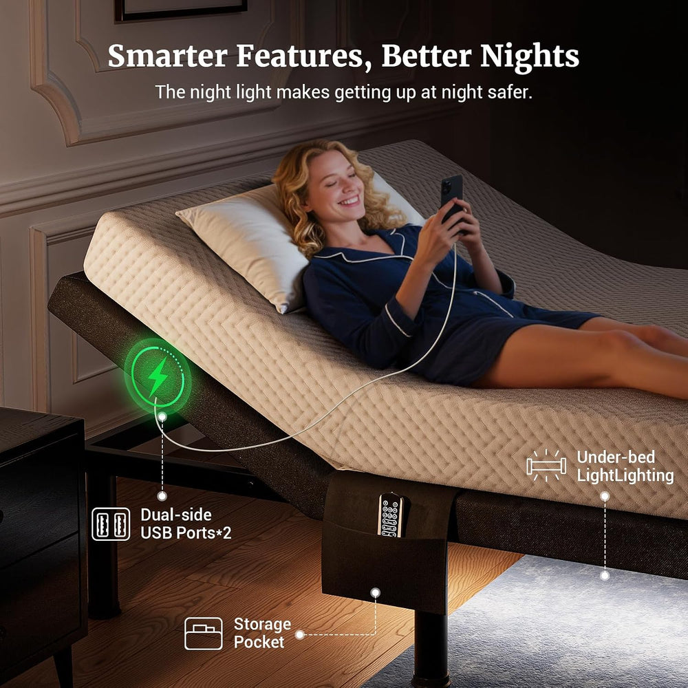Tami Tami T600 Adjustable Bed Frame Split King Size with Remote & Massage...