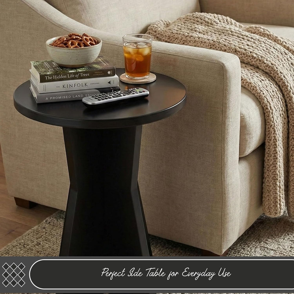 Kings Brand Furniture Round Side Table, Modern Pedestal Base Accent Table for...