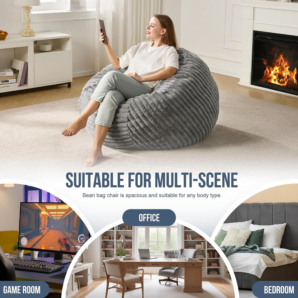 Hobestluk Adult Bean Bag Chair Giant Beanbag with Filling Living Room 3FT | G...