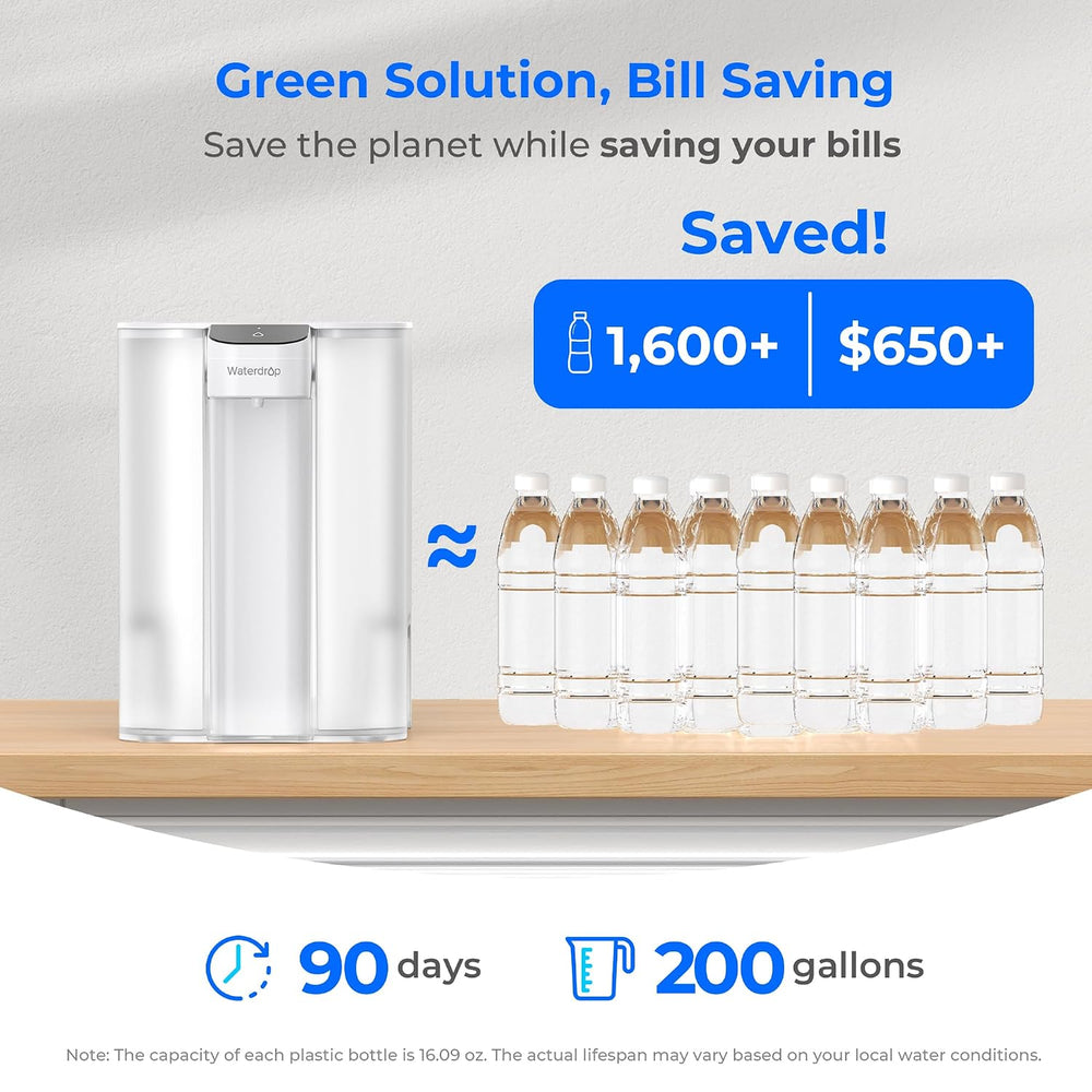 Waterdrop ED04W-L Mega Electric Water Filter Dispenser, Large 27-Cup, White