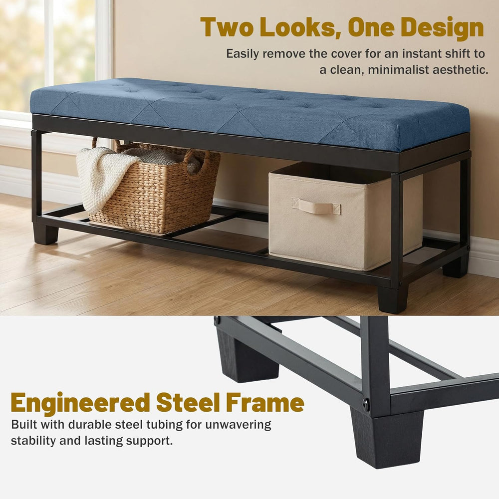 DUMOS Storage Ottoman Bench, 43.3 Inch End of Bed Bench for Living Room | 27 ...