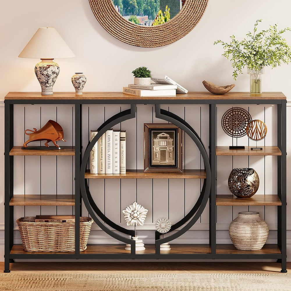 GiftGo 47" Industrial Console Tables for Entryway Rustic Sofa Table Behi...