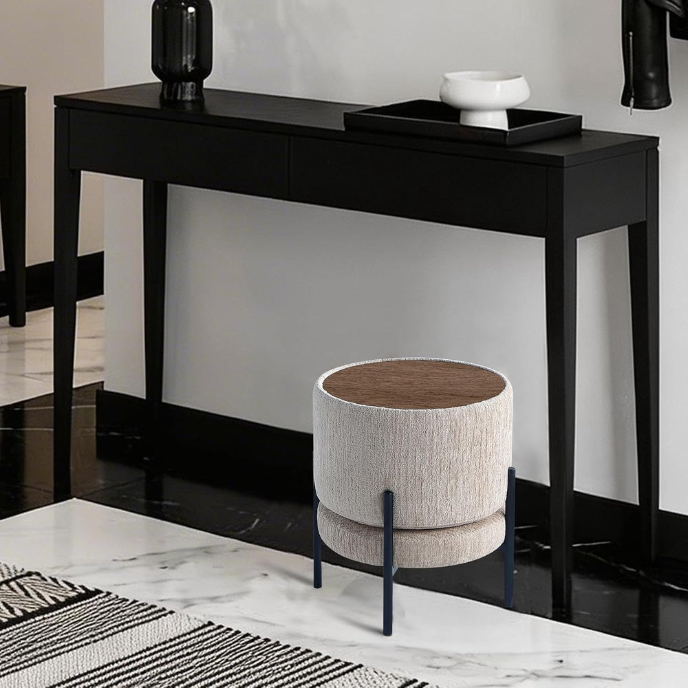 Get Set Style Multifunctional Ottoman with Side Table, Soft Round Footrest St...