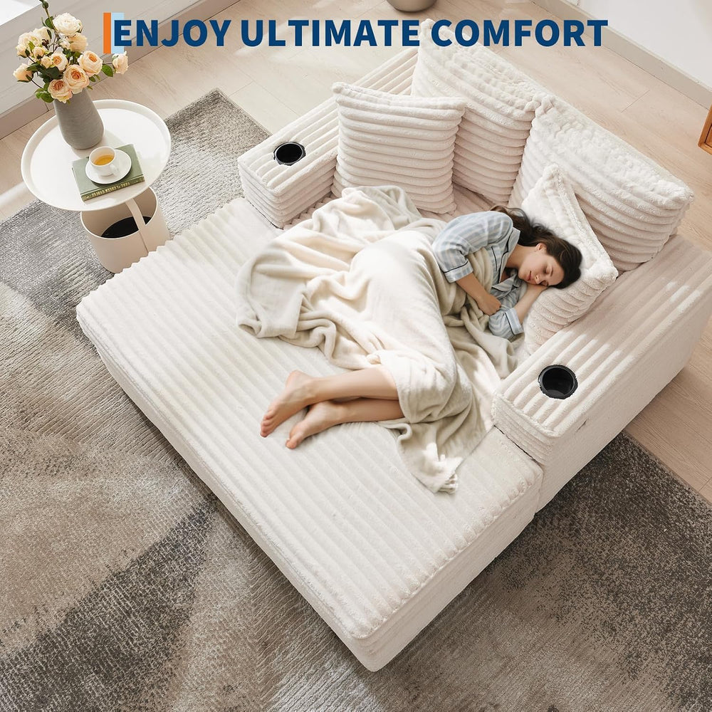 60 inch Oversized Chaise Lounge Chair Indoor,Upholstered Chaise Lounge with C...