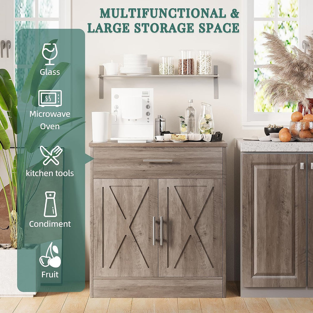 Shintenchi Farmhouse Storage Cabinets, Kitchen Barn Door Cabinet