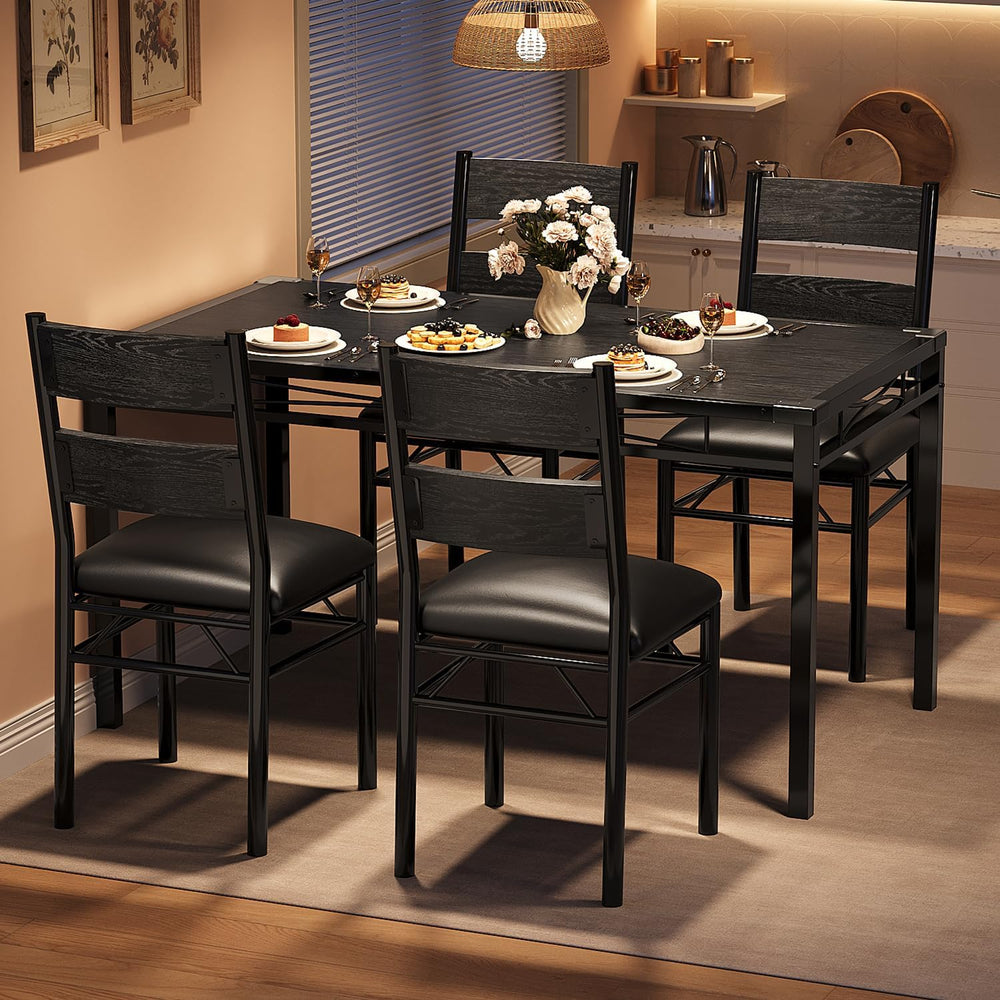 IDEALHOUSE Wood Dining Table Set for 4 with Corner Protector, Kitchen Table C...