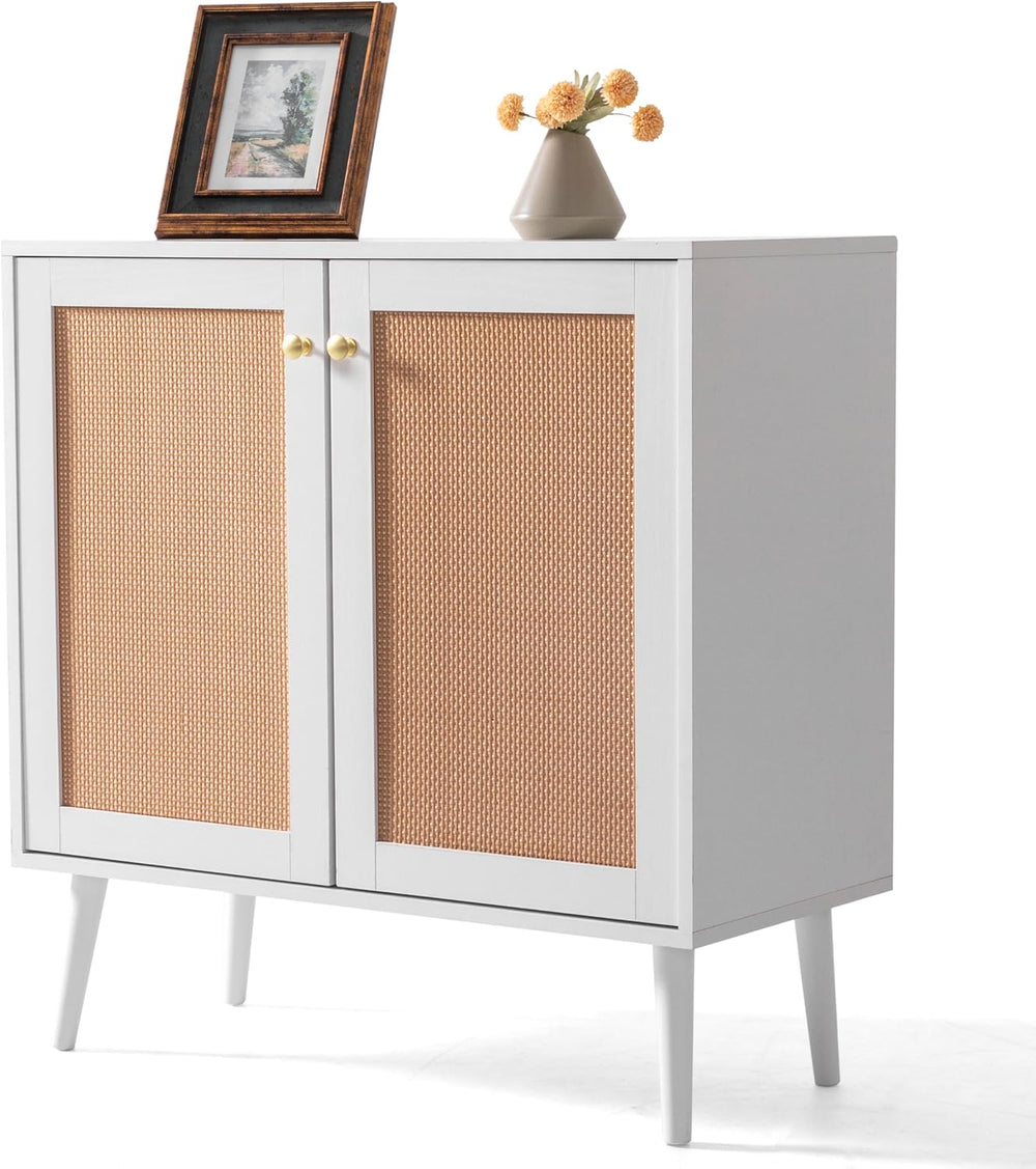 NUU GARDEN Buffet Cabinet with Rattan Decor Doors - Storage Sideboard for Kit...