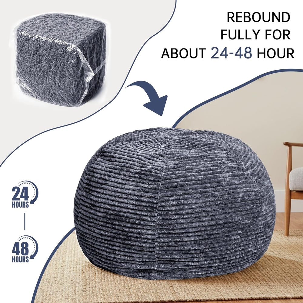 5FT Bean Bag Chair, Giant Bean Bag Chairs with Memory Foam Filled, Bean Bag C...