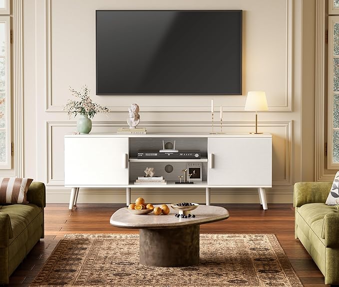 SUPERJARE TV Stand for 55 Inch TV, Entertainment Center with Adjustable Shelf...