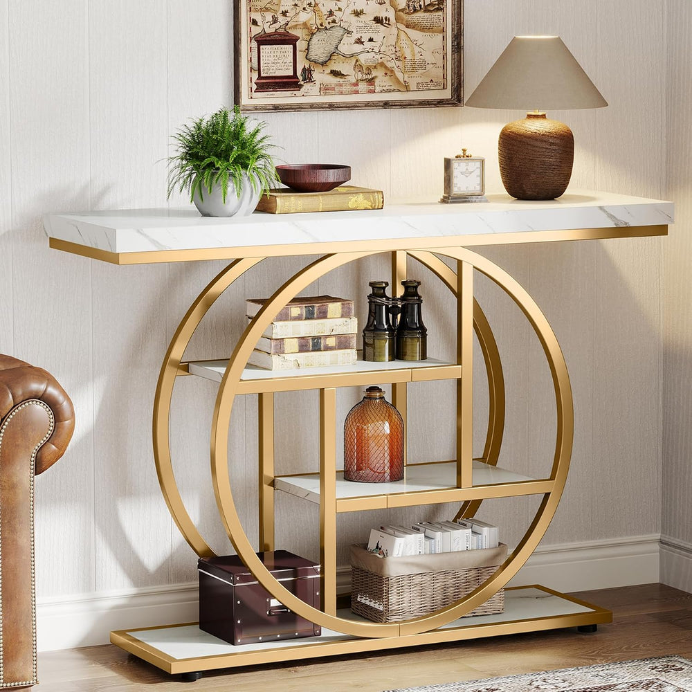 Tribesigns 41.3" Console Table, Industrial 4-Tier Sofa Entryway Table wi...