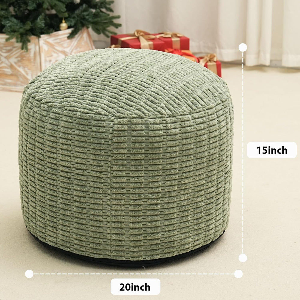 Round Stuffed Pouf Ottoman for Foot Rest 20" X 15" Faux Fur Poufs, ...