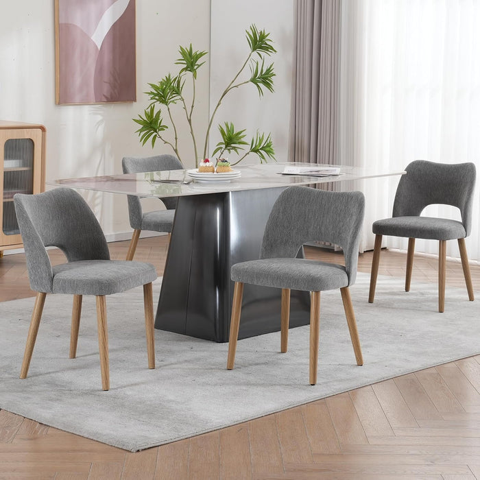 Modern Dining Chairs Set of 4, Upholstered Fabric Kitchen Small Cute Chairs with Butterfly Hollow Back, Solid Wood Legs, Easy Assembly, Farmhouse Style for Kitchen & Dining Room, Gray