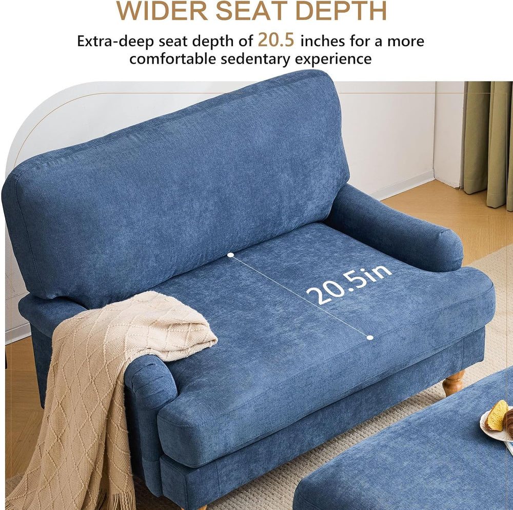 Bezseller 46" W Oversized Chair Indoor with Ottoman (Blue)