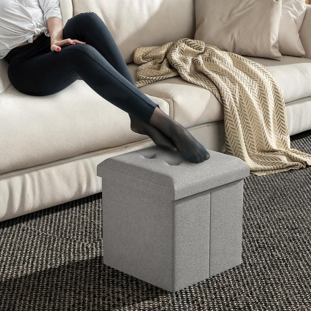 MoNiBloom 15 Inches Storage Ottoman Cube, Folding Square Foot Rest Stool, Sma...