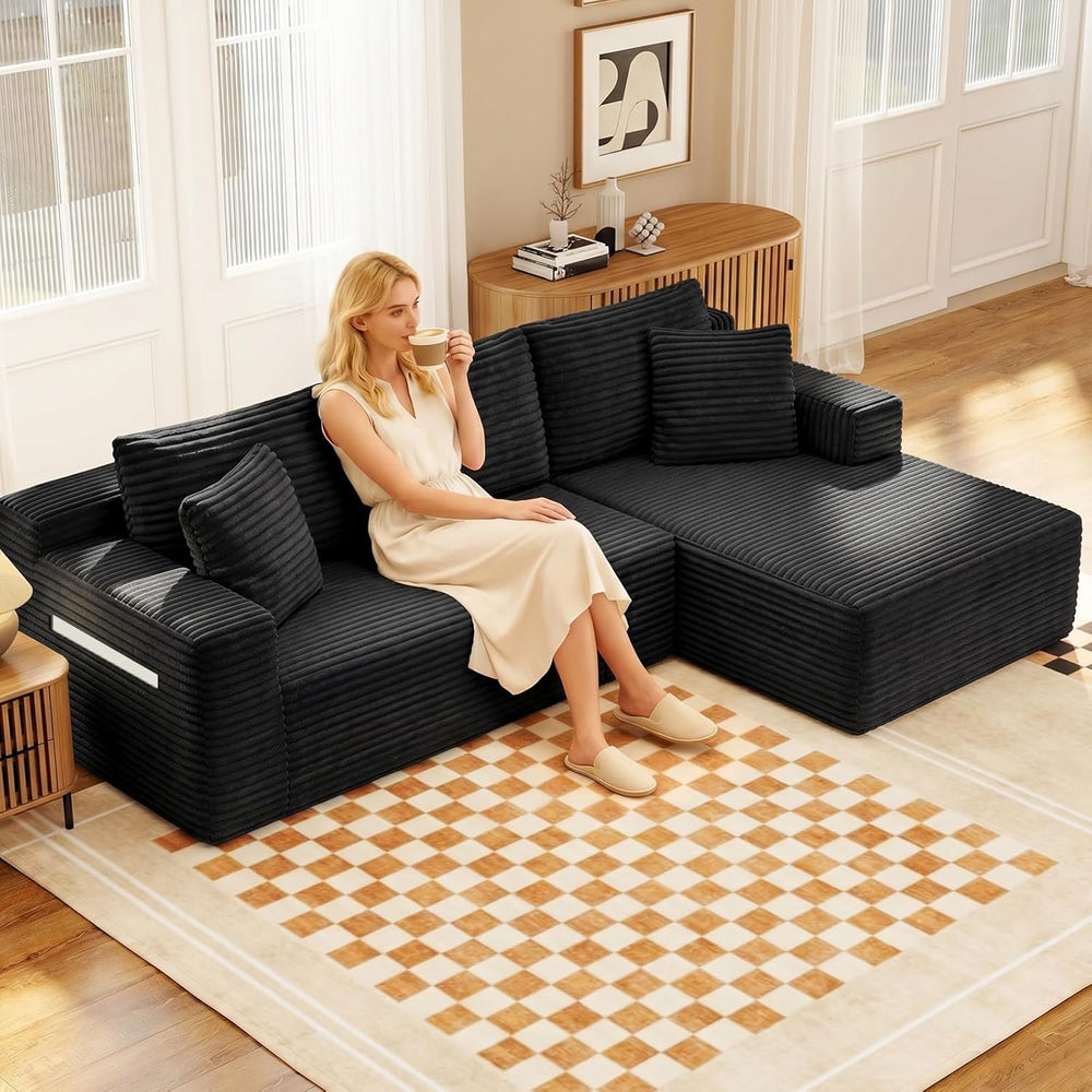 94.5" L-Shaped Cloud Sectional Couch for Living Room, Modern Minimalist ...