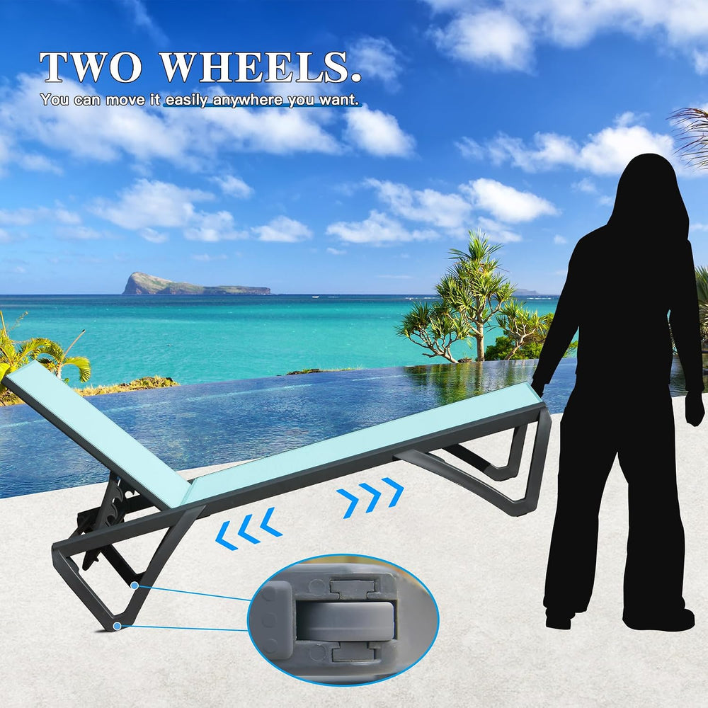 Domi Aluminum Pool Lounge Chair Outdoor Set of 2 Chaise Lounge Outdoor | Side...