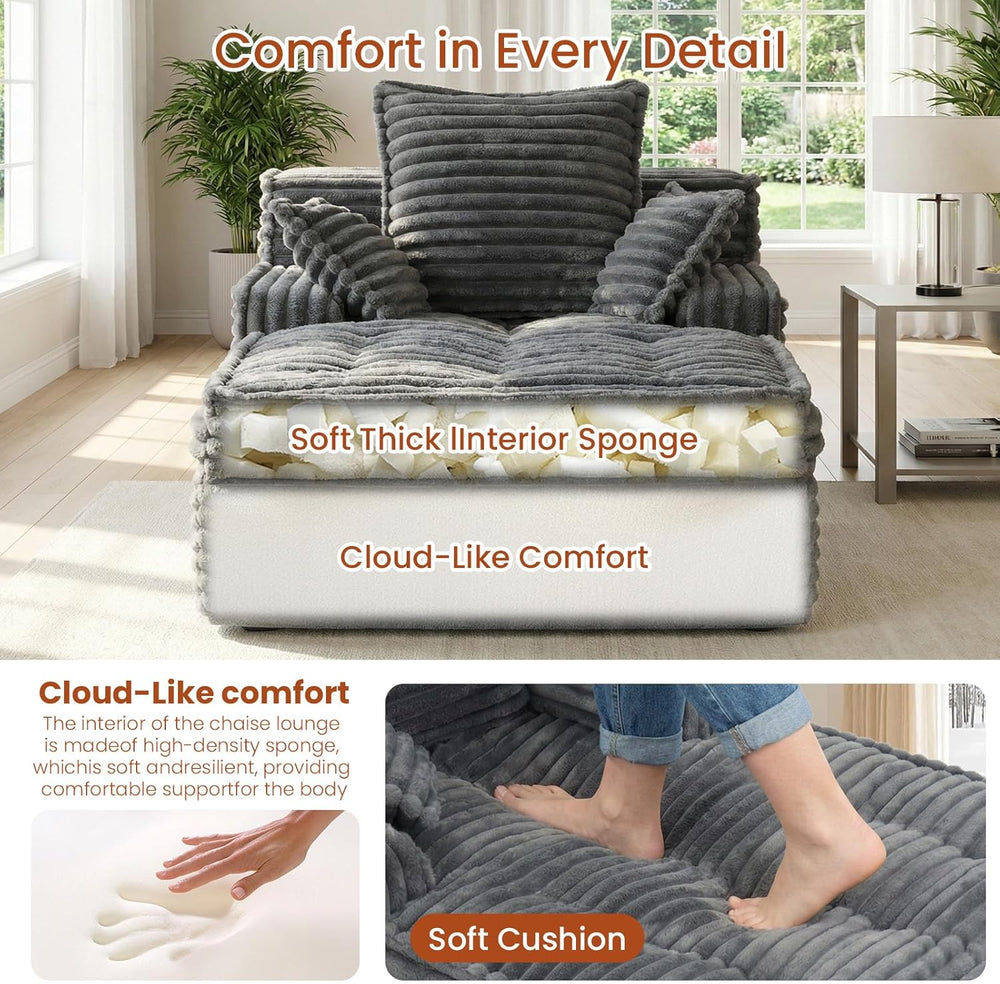 Chaise Lounge Chair Indoor, Top Fixed-Point Comfort Layer Couch, 57''...