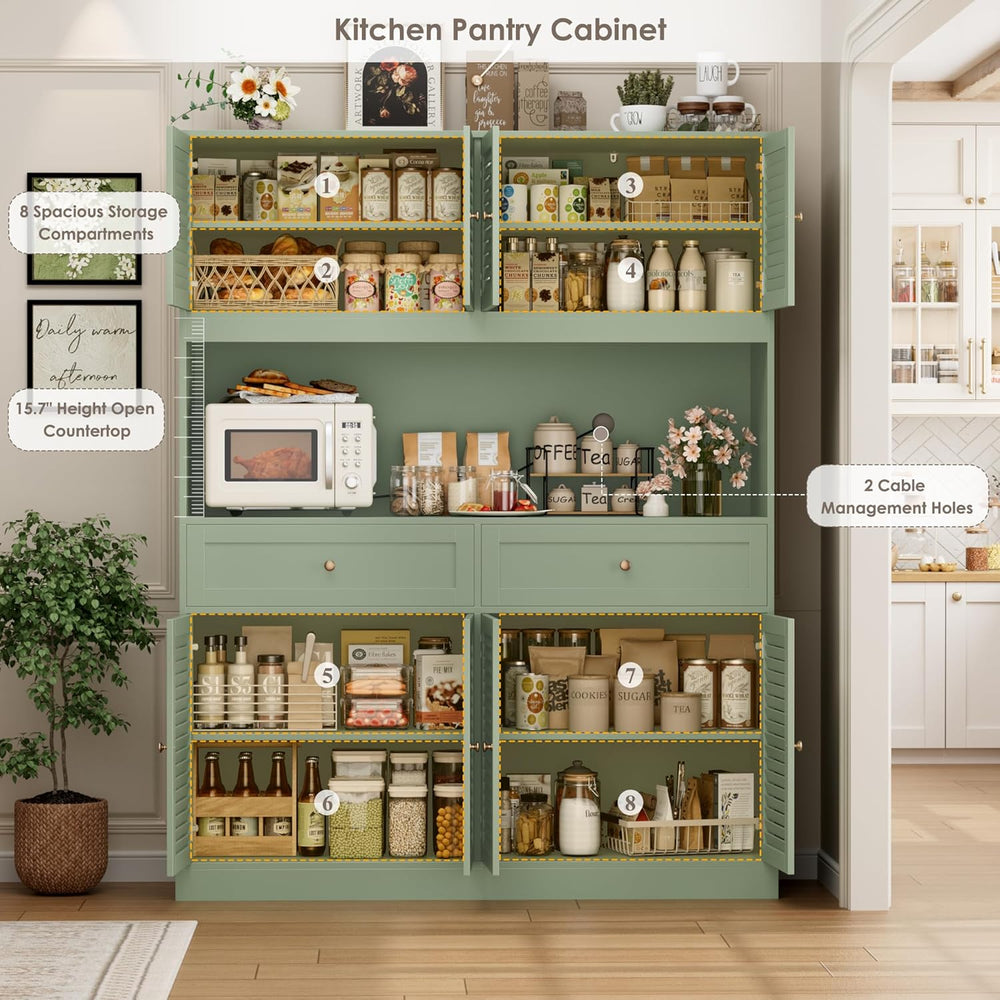 HIFIT 71“HX55“W Large Pantry Cabinet for Food Storage, Farmhouse Kitchen Hutc...