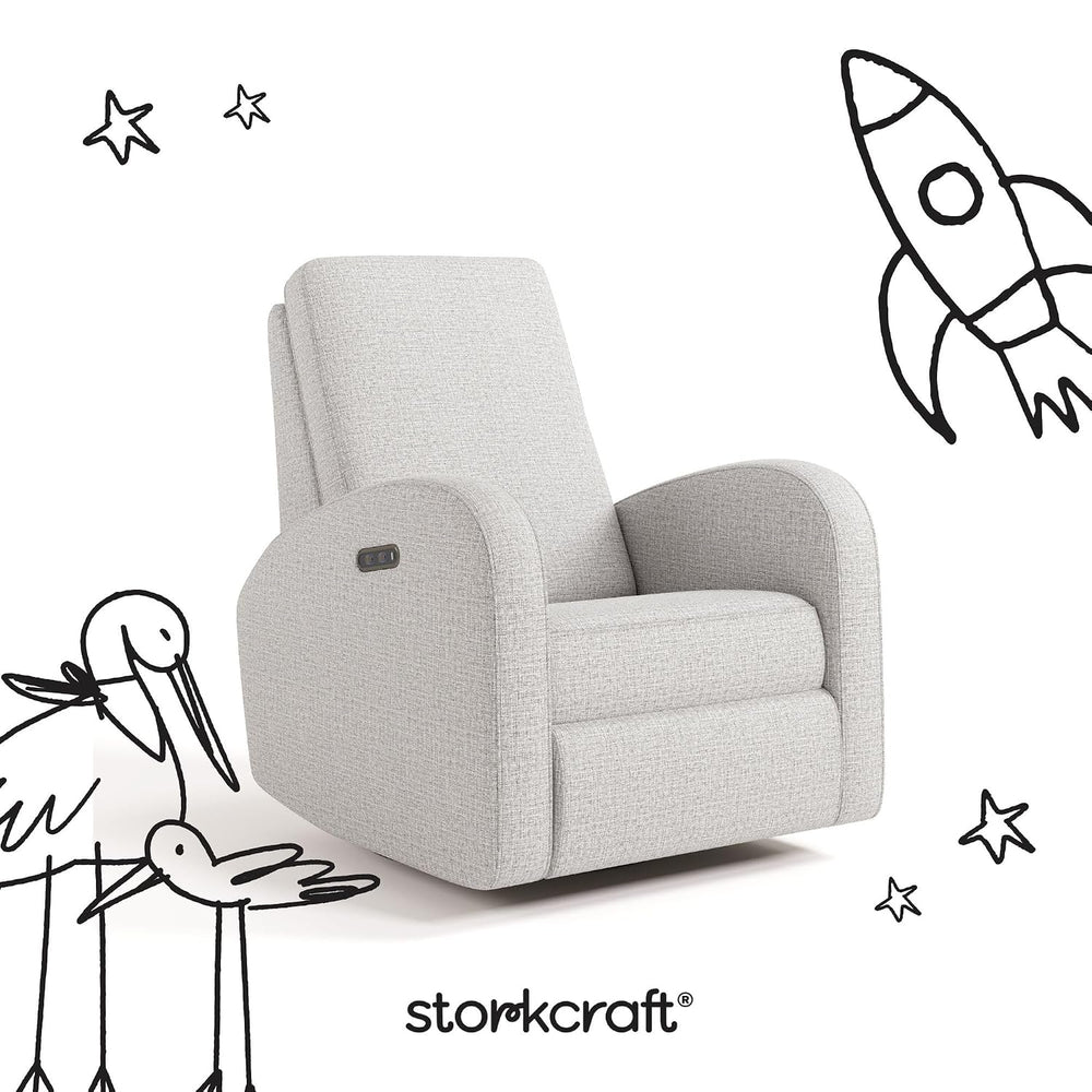 Storkcraft Santa Monica Power Recliner Swivel Glider, Steel Basketweave | GRE...