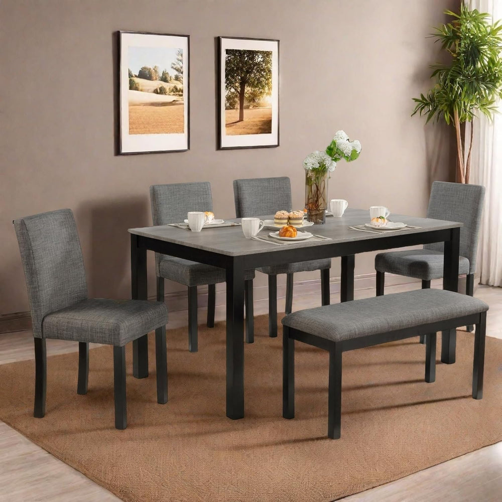 6 Piece Dining Table Set, Counter Height Kitchen Sets, Black