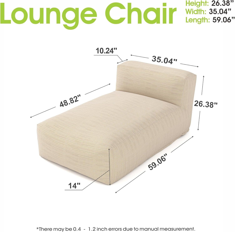 Outdoor Bean Bed Chair Sun Lounger, Outdoor Couch Sofa for Patio & Pool, ...