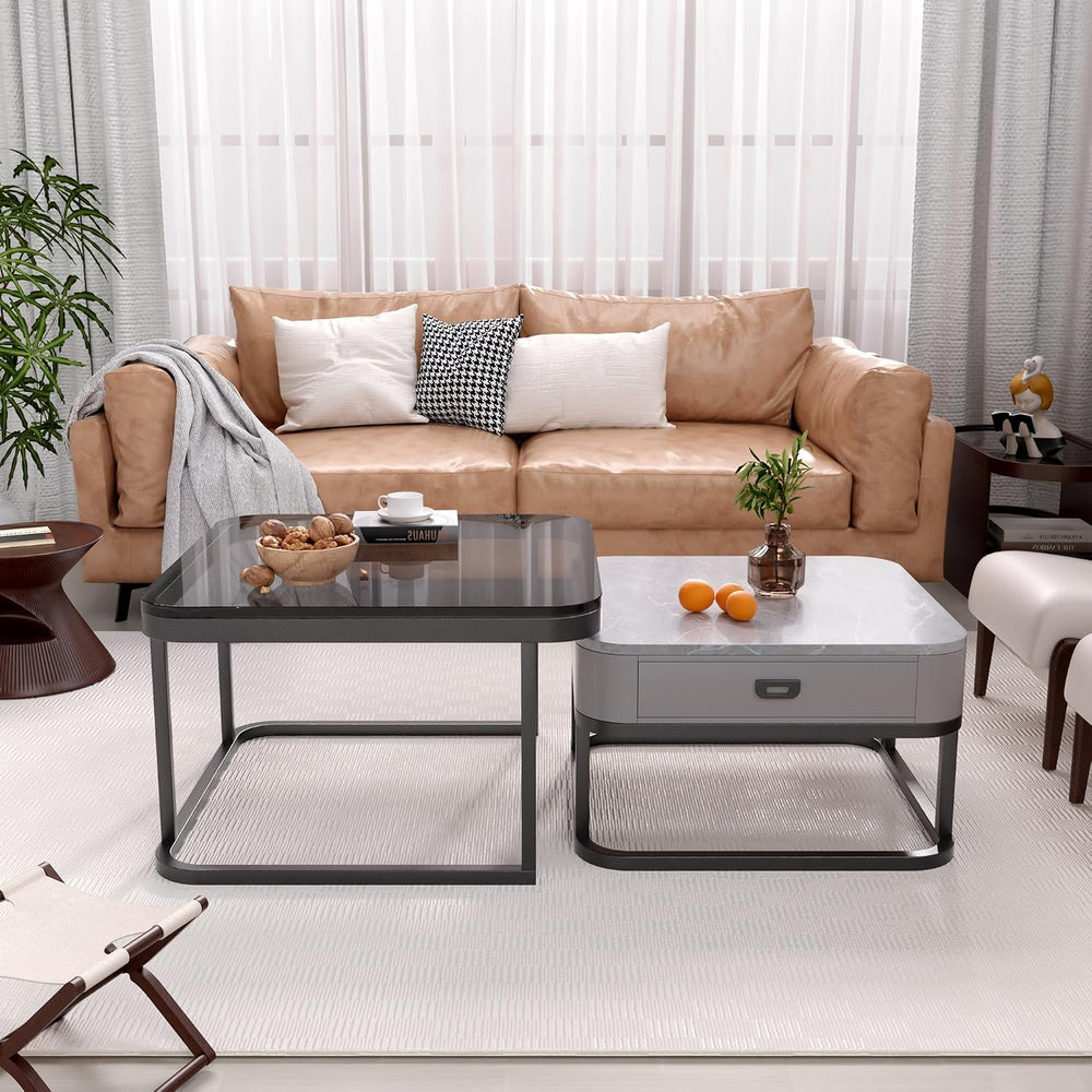 Jerry & Maggie Ø 27.5" Tempered Glass Coffee Tables for Living Room ...