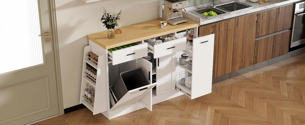 Multi-Functional Kitchen Sideboard & Storage Cabinet with Sliding Doors, ...