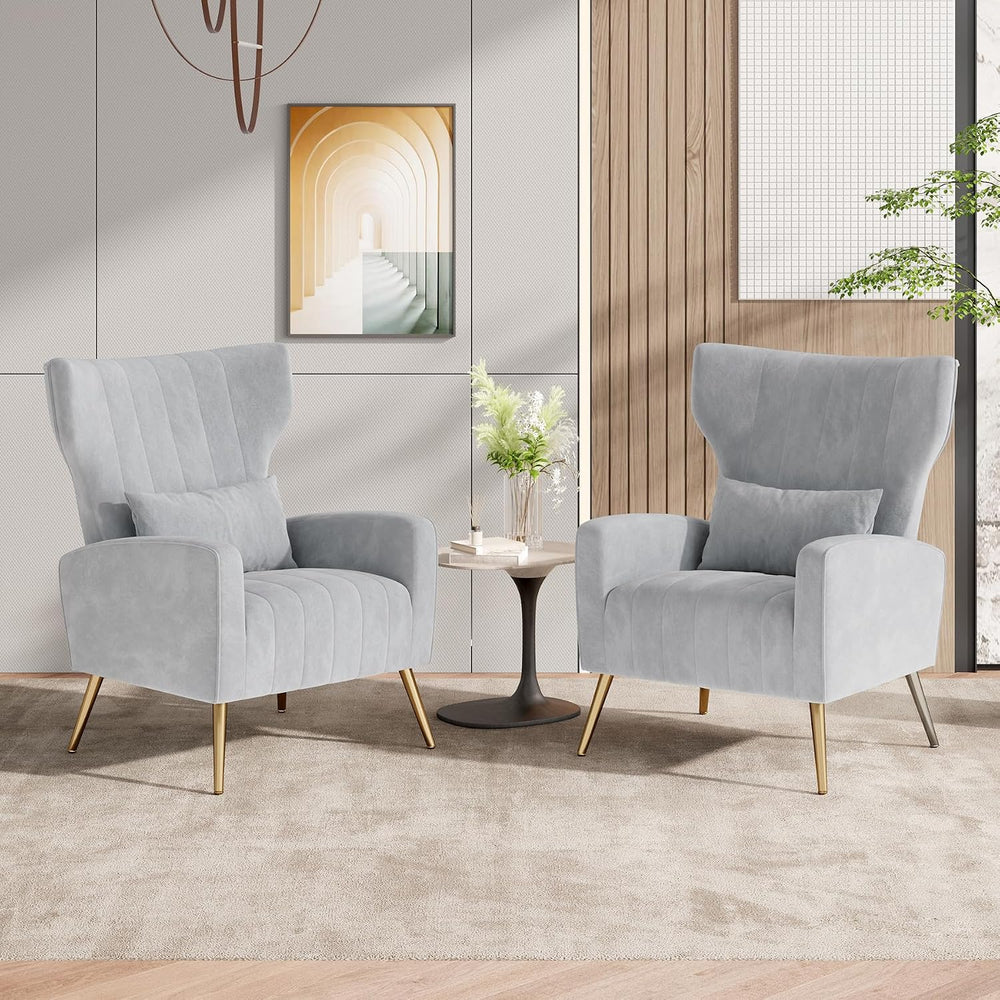 Nalupatio Velvet Accent Chairs Set of 2 Modern High Back Armchair Arm Chair w...