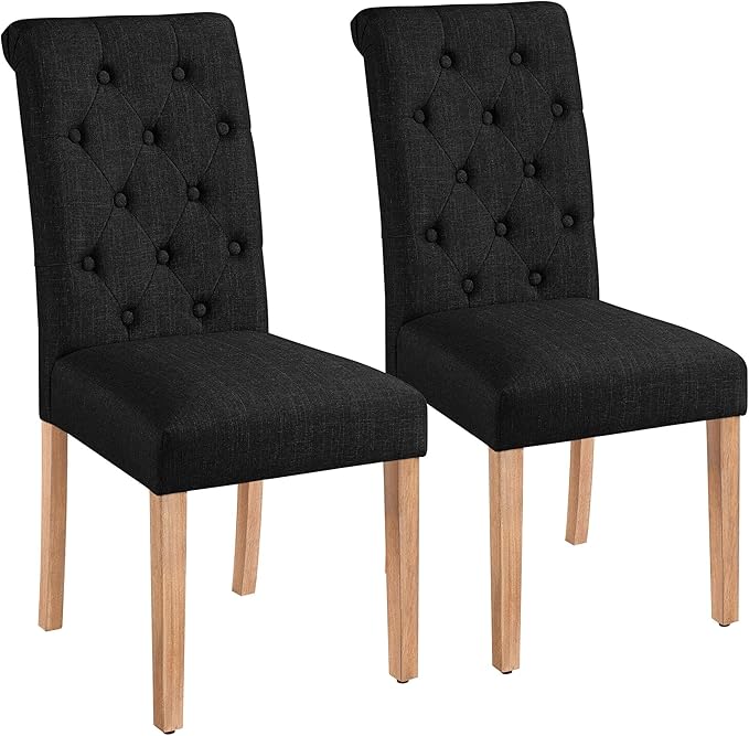 Yaheetech Dining Chairs Set of 2 Fabric Upholstered Dining Room Chairs with B...